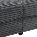Méridienne en velours côtelé gris foncé / bleu / beige / noir, 2 places, avec ports USB et porte-gobelets