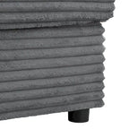 Méridienne en velours côtelé gris foncé / bleu / beige / noir, 2 places, avec ports USB et porte-gobelets