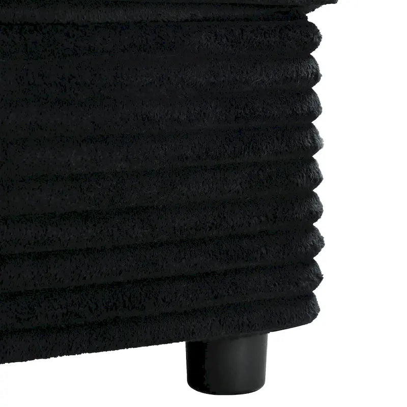 Méridienne en velours côtelé gris foncé / bleu / beige / noir, 2 places, avec ports USB et porte-gobelets
