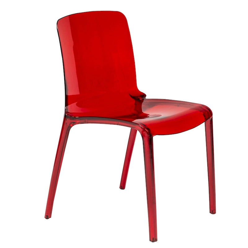 Chaise de salle à manger empilable en plastique transparent / rouge / noir / bleu / orange pour 1 personne