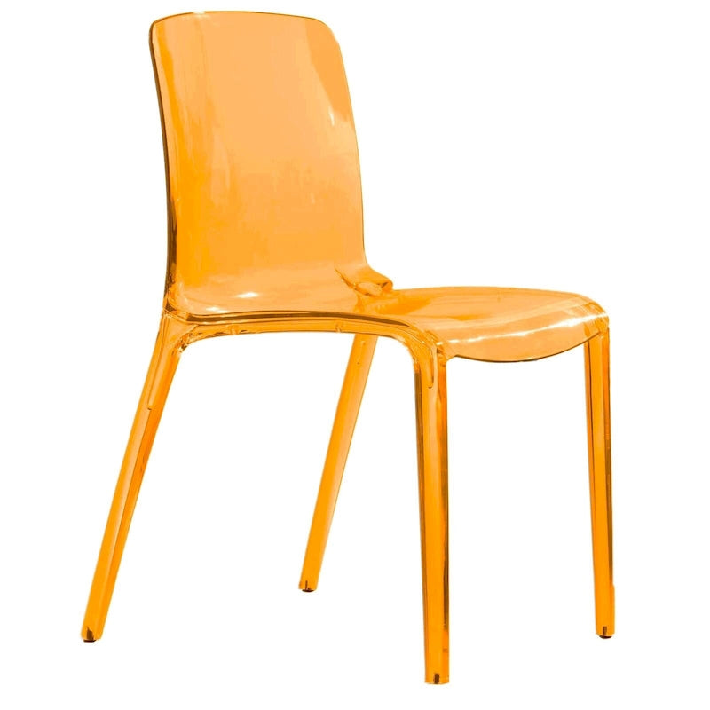 Chaise de salle à manger empilable en plastique transparent / rouge / noir / bleu / orange pour 1 personne