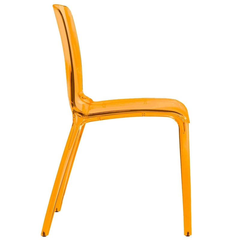 Chaise de salle à manger empilable en plastique transparent / rouge / noir / bleu / orange pour 1 personne