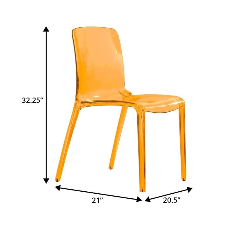 Chaise de salle à manger empilable en plastique transparent / rouge / noir / bleu / orange pour 1 personne