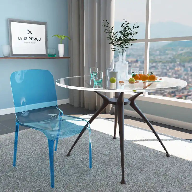 Chaise de salle à manger empilable en plastique transparent / rouge / noir / bleu / orange pour 1 personne