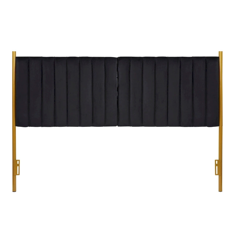 Tête de lit King en velours crème / noir / gris / vert sauge avec cadre doré, convient pour 1 lit King Size