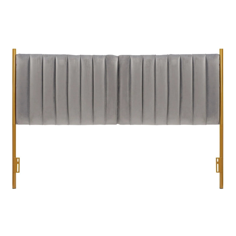 Tête de lit King en velours crème / noir / gris / vert sauge avec cadre doré, convient pour 1 lit King Size