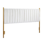 Tête de lit King en velours crème / noir / gris / vert sauge avec cadre doré, convient pour 1 lit King Size
