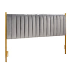 Tête de lit King en velours crème / noir / gris / vert sauge avec cadre doré, convient pour 1 lit King Size