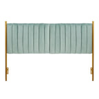 Tête de lit King en velours crème / noir / gris / vert sauge avec cadre doré, convient pour 1 lit King Size