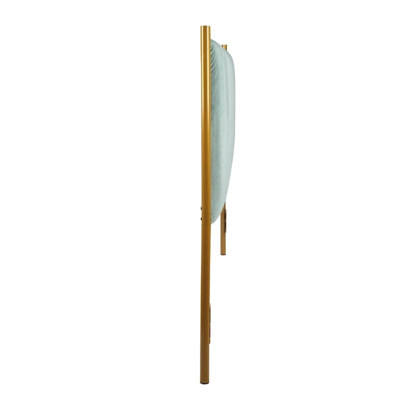 Tête de lit King en velours crème / noir / gris / vert sauge avec cadre doré, convient pour 1 lit King Size
