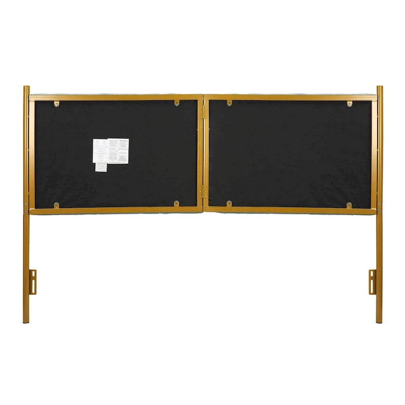 Tête de lit King en velours crème / noir / gris / vert sauge avec cadre doré, convient pour 1 lit King Size