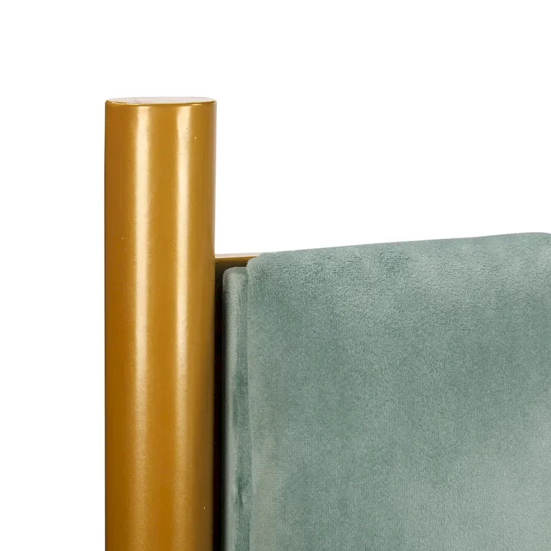 Tête de lit King en velours crème / noir / gris / vert sauge avec cadre doré, convient pour 1 lit King Size