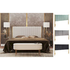 Tête de lit King en velours crème / noir / gris / vert sauge avec cadre doré, convient pour 1 lit King Size