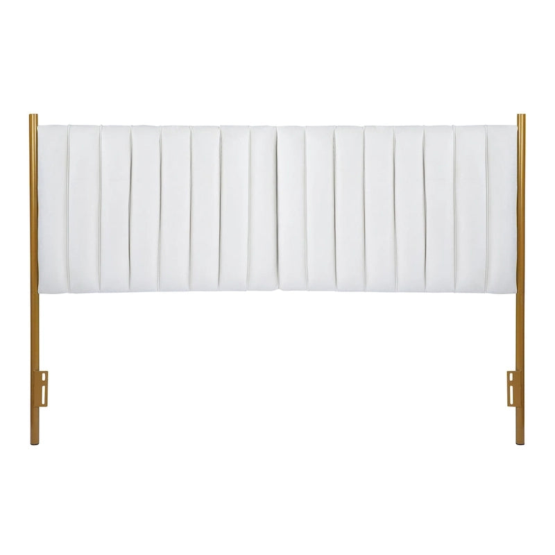 Tête de lit King en velours crème / noir / gris / vert sauge avec cadre doré, convient pour 1 lit King Size