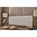 Tête de lit King en velours crème / noir / gris / vert sauge avec cadre doré, convient pour 1 lit King Size
