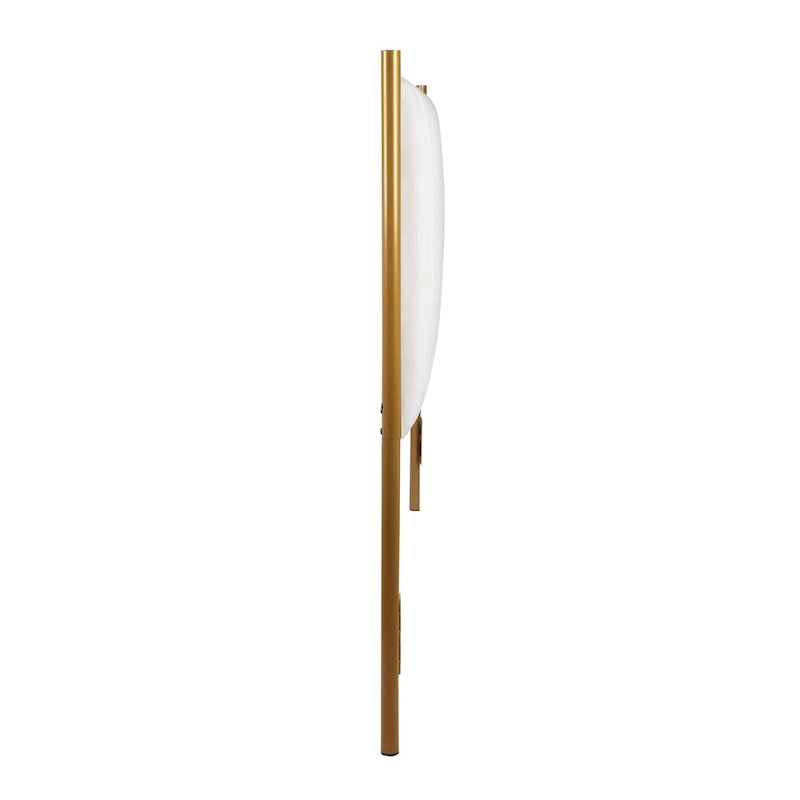 Tête de lit King en velours crème / noir / gris / vert sauge avec cadre doré, convient pour 1 lit King Size