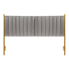 Tête de lit King en velours crème / noir / gris / vert sauge avec cadre doré, convient pour 1 lit King Size