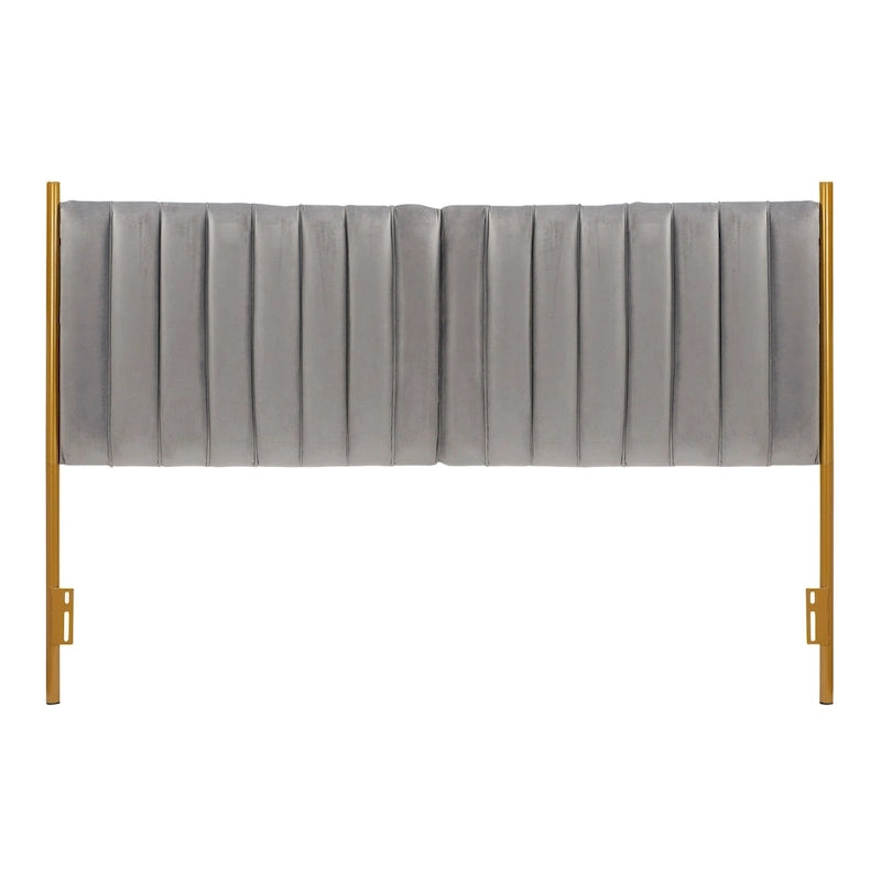 Tête de lit King en velours crème / noir / gris / vert sauge avec cadre doré, convient pour 1 lit King Size