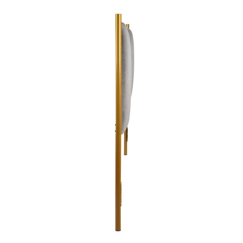 Tête de lit King en velours crème / noir / gris / vert sauge avec cadre doré, convient pour 1 lit King Size