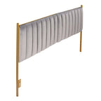 Tête de lit King en velours crème / noir / gris / vert sauge avec cadre doré, convient pour 1 lit King Size