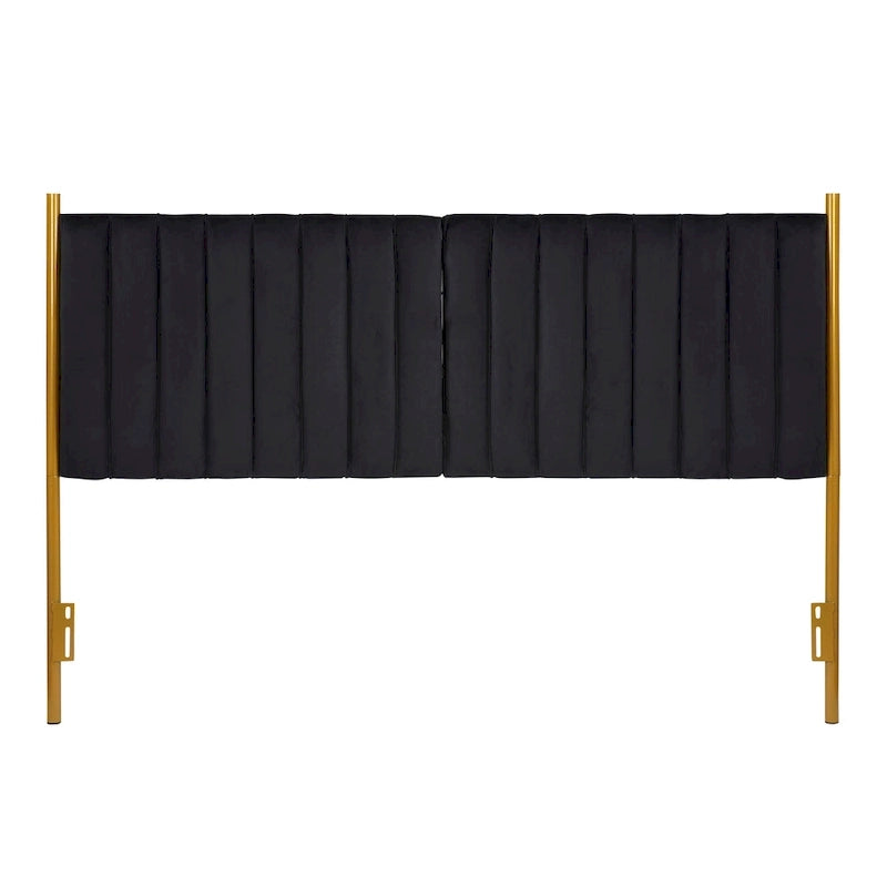 Tête de lit King en velours crème / noir / gris / vert sauge avec cadre doré, convient pour 1 lit King Size
