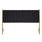 Tête de lit King en velours crème / noir / gris / vert sauge avec cadre doré, convient pour 1 lit King Size