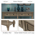 Console avec 2 tiroirs et étagère inférieure, finition bleu rétro/gris délavé/beige antique