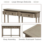 Console avec 2 tiroirs et étagère inférieure, finition bleu rétro/gris délavé/beige antique