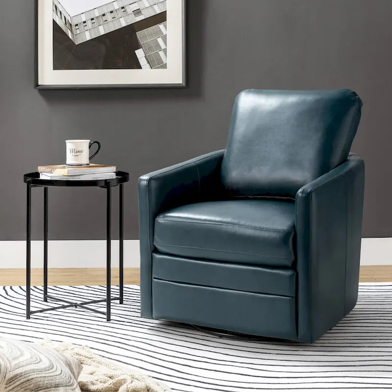 Fauteuil pivotant en similicuir Navy/Turquoise/Vert/Chameau/Marron/Noir/Ivoire/Gris — 1 place