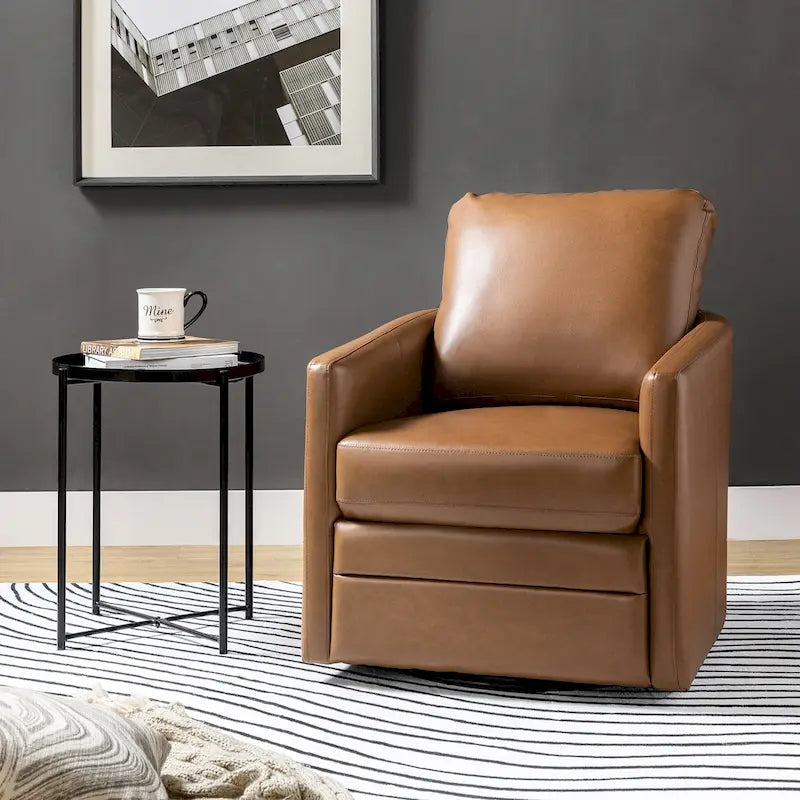 Fauteuil pivotant en similicuir Navy/Turquoise/Vert/Chameau/Marron/Noir/Ivoire/Gris — 1 place