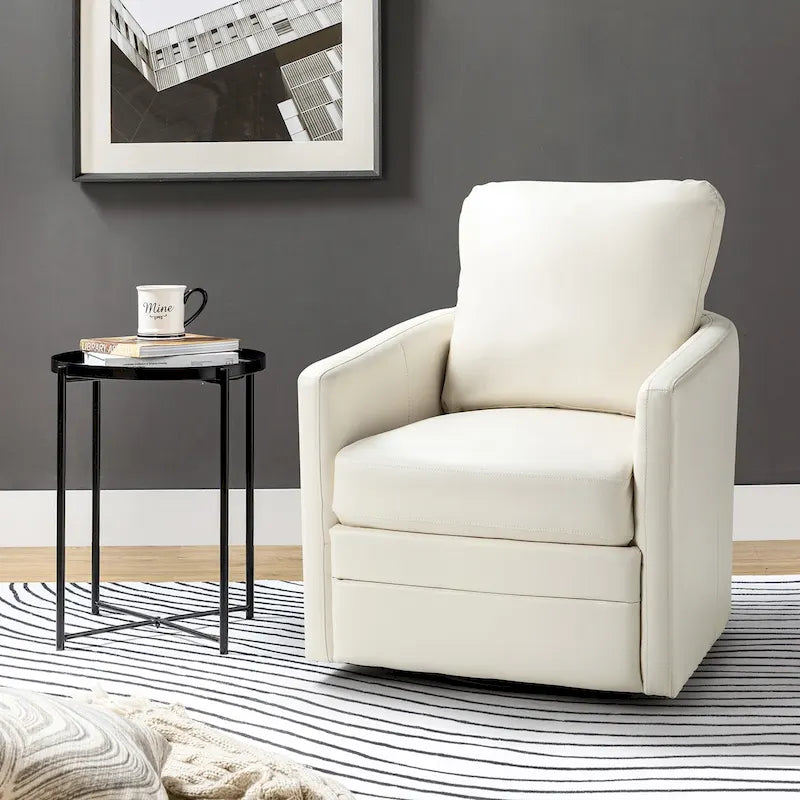 Fauteuil pivotant en similicuir Navy/Turquoise/Vert/Chameau/Marron/Noir/Ivoire/Gris — 1 place