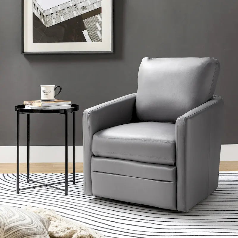 Fauteuil pivotant en similicuir Navy/Turquoise/Vert/Chameau/Marron/Noir/Ivoire/Gris — 1 place