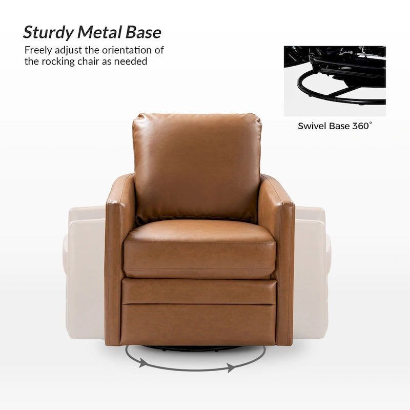 Fauteuil pivotant en similicuir Navy/Turquoise/Vert/Chameau/Marron/Noir/Ivoire/Gris — 1 place