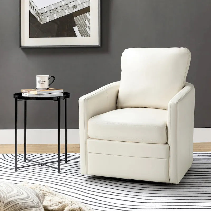 Fauteuil pivotant en similicuir Navy/Turquoise/Vert/Chameau/Marron/Noir/Ivoire/Gris — 1 place