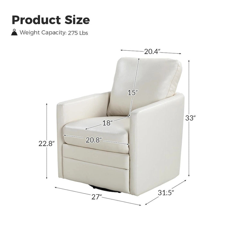 Fauteuil pivotant en similicuir Navy/Turquoise/Vert/Chameau/Marron/Noir/Ivoire/Gris — 1 place