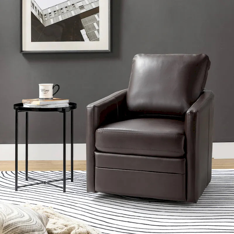 Fauteuil pivotant en similicuir Navy/Turquoise/Vert/Chameau/Marron/Noir/Ivoire/Gris — 1 place