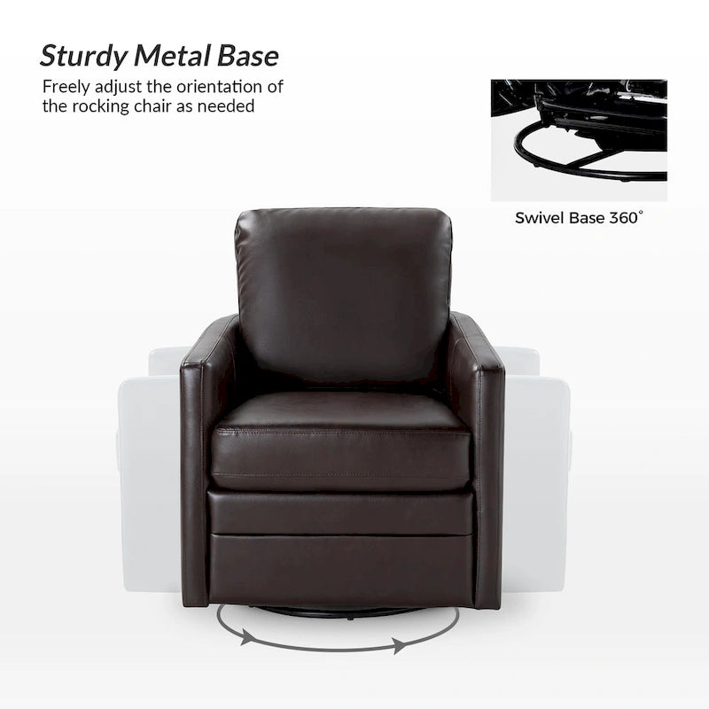 Fauteuil pivotant en similicuir Navy/Turquoise/Vert/Chameau/Marron/Noir/Ivoire/Gris — 1 place