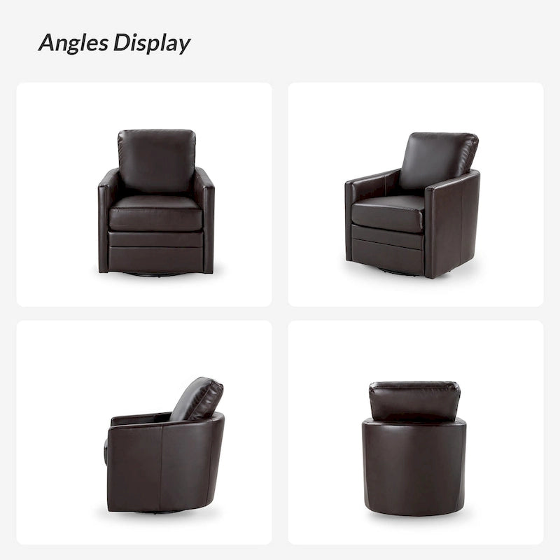 Fauteuil pivotant en similicuir Navy/Turquoise/Vert/Chameau/Marron/Noir/Ivoire/Gris — 1 place
