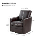 Fauteuil pivotant en similicuir Navy/Turquoise/Vert/Chameau/Marron/Noir/Ivoire/Gris — 1 place