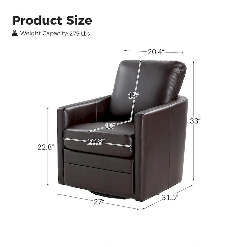Fauteuil pivotant en similicuir Navy/Turquoise/Vert/Chameau/Marron/Noir/Ivoire/Gris — 1 place