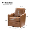 Fauteuil pivotant en similicuir Navy/Turquoise/Vert/Chameau/Marron/Noir/Ivoire/Gris — 1 place