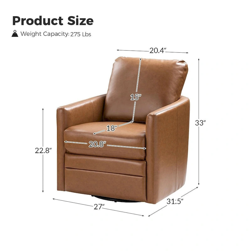 Fauteuil pivotant en similicuir Navy/Turquoise/Vert/Chameau/Marron/Noir/Ivoire/Gris — 1 place