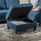 Pouff de rangement en tissu capitonné — Bleu foncé / Gris foncé / Gris clair / Rouge profond / Cannelle foncée / Sarcelle, 1 place