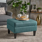 Pouff de rangement en tissu capitonné — Bleu foncé / Gris foncé / Gris clair / Rouge profond / Cannelle foncée / Sarcelle, 1 place