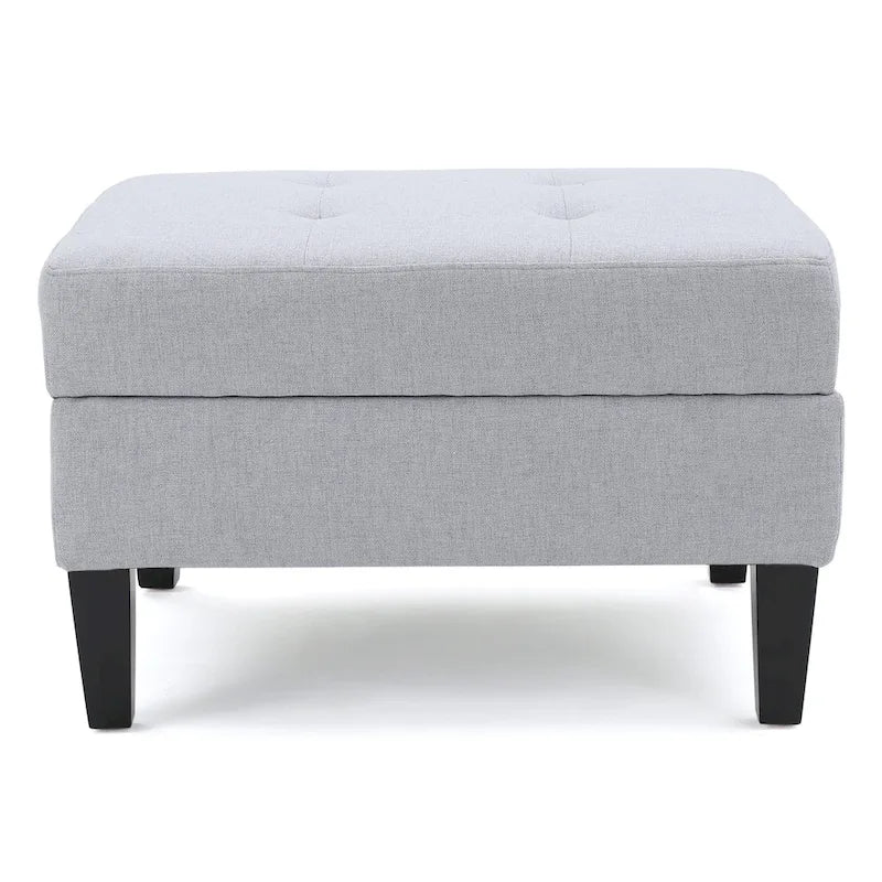 Pouff de rangement en tissu capitonné — Bleu foncé / Gris foncé / Gris clair / Rouge profond / Cannelle foncée / Sarcelle, 1 place