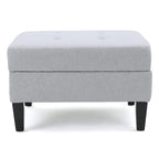 Pouff de rangement en tissu capitonné — Bleu foncé / Gris foncé / Gris clair / Rouge profond / Cannelle foncée / Sarcelle, 1 place
