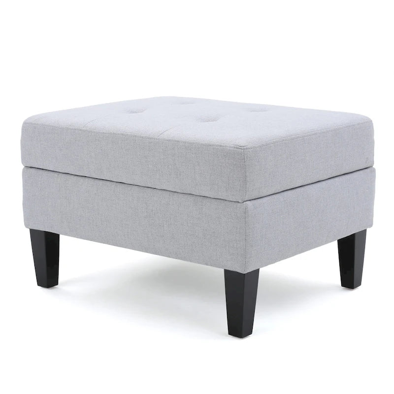 Pouff de rangement en tissu capitonné — Bleu foncé / Gris foncé / Gris clair / Rouge profond / Cannelle foncée / Sarcelle, 1 place