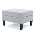Pouff de rangement en tissu capitonné — Bleu foncé / Gris foncé / Gris clair / Rouge profond / Cannelle foncée / Sarcelle, 1 place