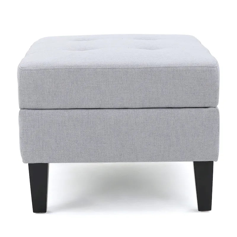 Pouff de rangement en tissu capitonné — Bleu foncé / Gris foncé / Gris clair / Rouge profond / Cannelle foncée / Sarcelle, 1 place