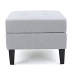 Pouff de rangement en tissu capitonné — Bleu foncé / Gris foncé / Gris clair / Rouge profond / Cannelle foncée / Sarcelle, 1 place